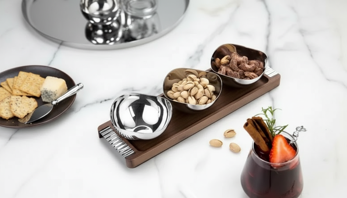 Nordic Dessert Plate & Walnut Tray Set for Clean Serving
